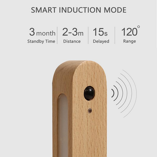 Wooden Rechargeable Induction Lamps - Magnetic Wall Key Holder Motion Sensor Wall Lamp