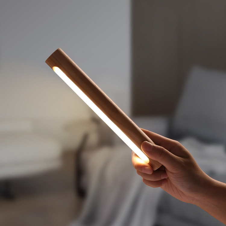 360° Rotatable Wooden LED Wall Lamp - Magnetic Detachable & Stepless Dimming Rechargeable Wall Light
