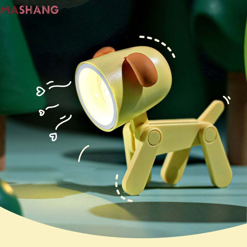 Mini Led Lamp Cute Dog Night Light for Bedroom Bedside Student Folding Table Lamp Desktop Ornament Room Decor Christmas Gift