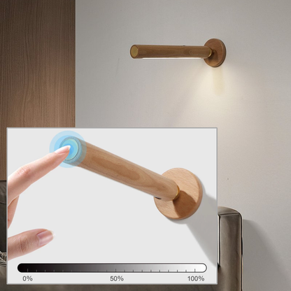 360° Rotatable Wooden LED Wall Lamp - Magnetic Detachable & Stepless Dimming Rechargeable Wall Light